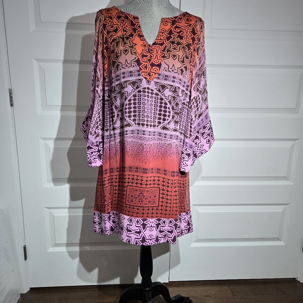 Women's Multicolor Patterned Tunic Dress